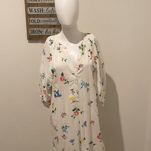 THE GREAT. Floral Print Dress in Cream